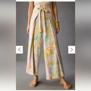 Maeve Wide-Leg Linen Wrap Pants